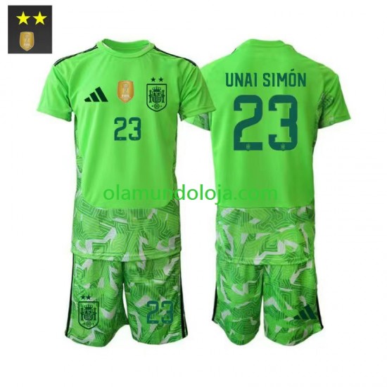 Camisola Espanha Unai Simon 23 Guarda-redes Criança Equipamento Terceiro Manga Curta 2026-2027